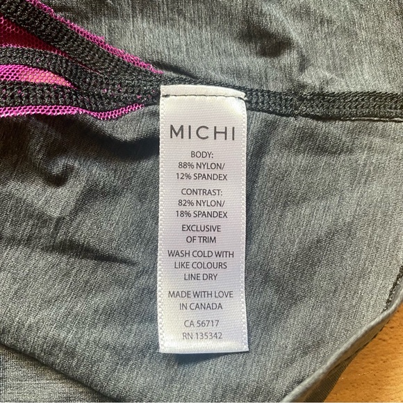MICHI L Gray Purple Low Cut Mesh Performance Tank Workout Athleisure Designer - Picture 7 of 15